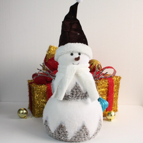 聖誕節用品 聖誕裝飾植絨擺件 聖誕雪人娃娃 50cm植毛松果帽雪人批發・進口・工廠・代買・代購