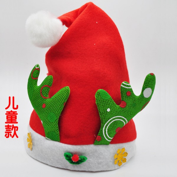 聖誕節裝飾 高檔聖誕帽兒童聖誕帽 聖誕晚會 鹿角貼花絨佈帽批發・進口・工廠・代買・代購