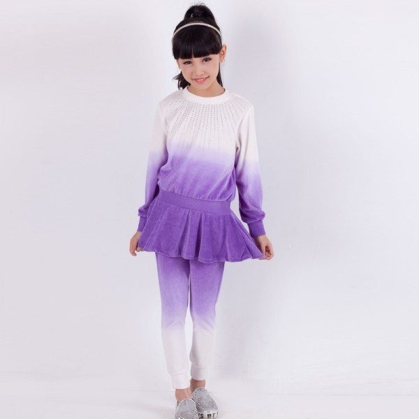 2015 秋款童 中大童長袖套裝 純棉天鵝絨品牌童裝運動女童兩件套工廠,批發,進口,代購