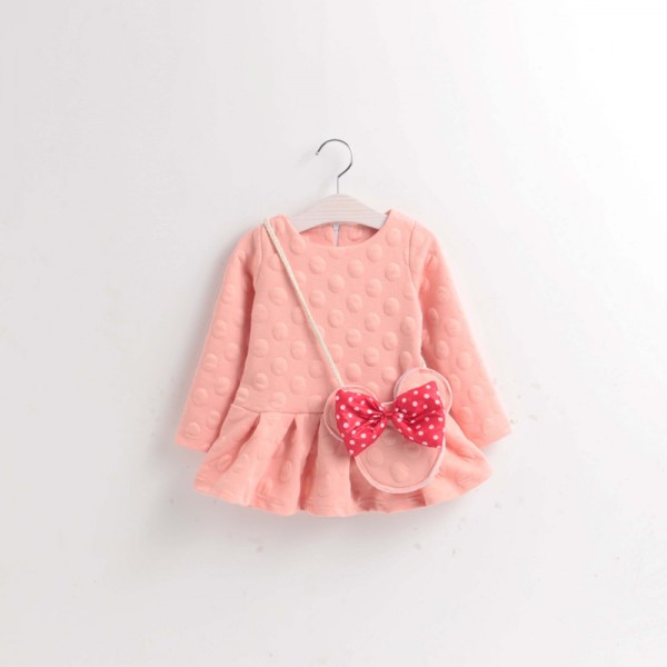 2015秋款兒童裙子 韓版米奇挎包女兒童連衣裙 空氣棉 外貿童裝工廠,批發,進口,代購