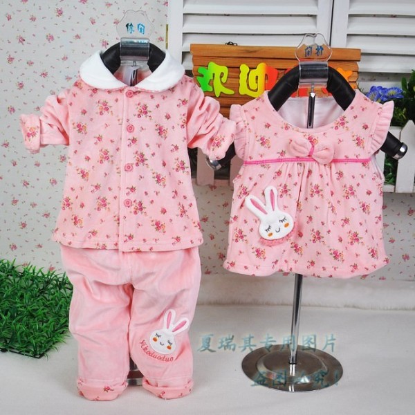 廣州精品童裝 春秋款801寶寶天鵝絨馬甲女童3件套 嬰幼兒童裝套裝批發・進口・工廠・代買・代購