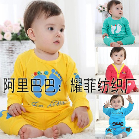 嬰幼兒套裝春秋款純棉寶寶套裝小腳丫外出服全棉1-2-3歲韓版2015工廠,批發,進口,代購