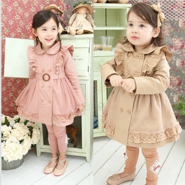 女童風衣 春秋季韓版高檔品質童裝 蕾絲公主外套 一件代發現貨工廠,批發,進口,代購