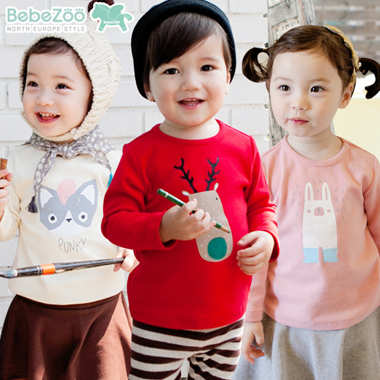 韓國原單 童裝 秋款 動物 印花 T恤 圖案 上衣 純棉舒適 套頭衫工廠,批發,進口,代購
