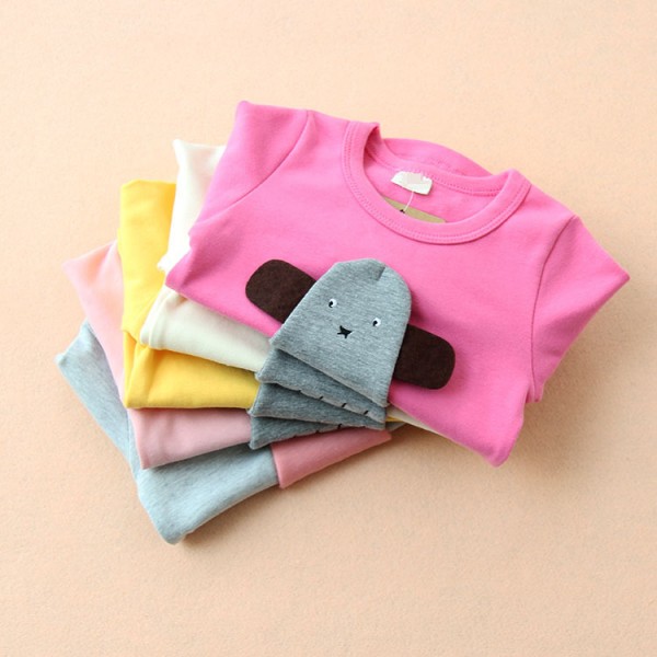 2015秋款童裝 韓版女童可愛鼴鼠長袖T恤 星星印花弧形底邊套頭衫工廠,批發,進口,代購