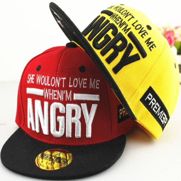 新款春季兒童帽子 ANGRY字母平沿嘻哈街舞棒球帽 批發工廠,批發,進口,代購