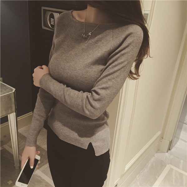 2015新款修身長袖韓版針織衫女式套頭秋裝套頭打底衫女上衣批發工廠,批發,進口,代購