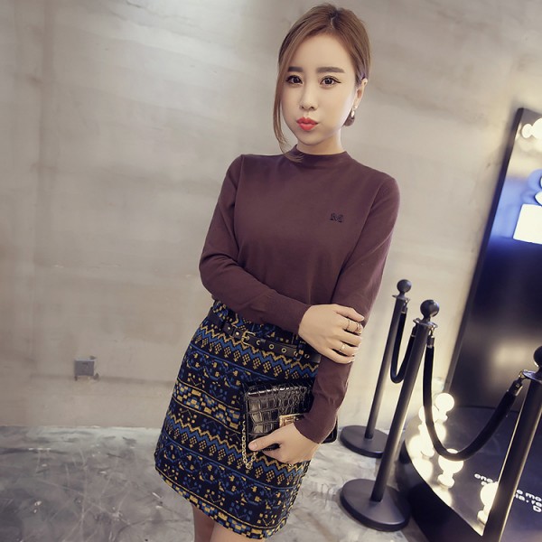 2015秋冬裝新款韓版圓領長袖針織衫修身套頭針織打底衫女工廠,批發,進口,代購