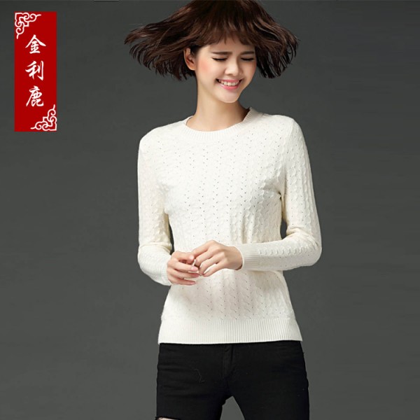 純色提花修身女式針織衫 韓版圓領打底衫套頭厚毛衣 時尚顯瘦女裝工廠,批發,進口,代購