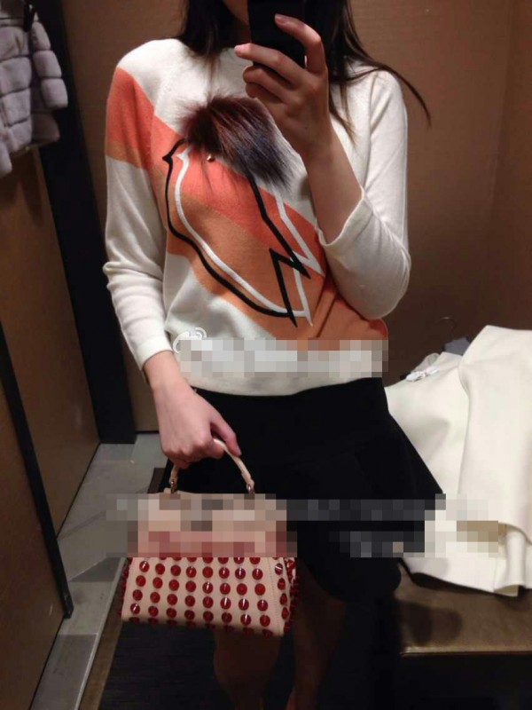 特批 真狐貍毛小鳥刺繡水鉆2015秋新款羊毛羊絨女針織衫毛衣工廠,批發,進口,代購