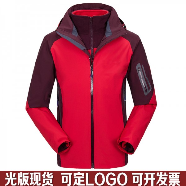 定做戶外服裝男款兩件套沖鋒衣防水透氣登山騎行服加厚抓絨衣光板批發・進口・工廠・代買・代購