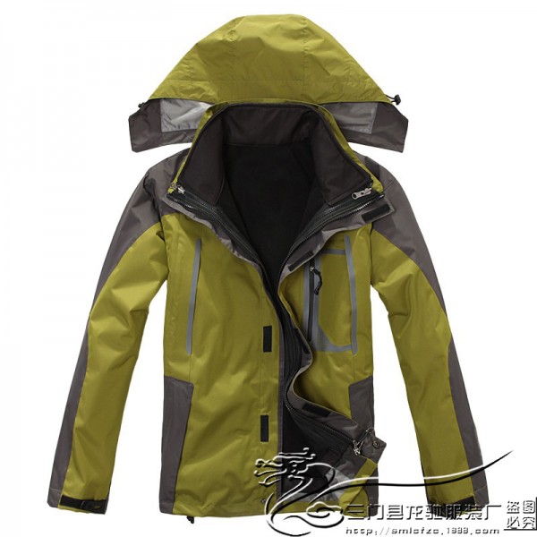 批發防風雨戶外男士沖鋒衣三合一抓絨內膽可拆卸登山服兩件套冬季工廠,批發,進口,代購