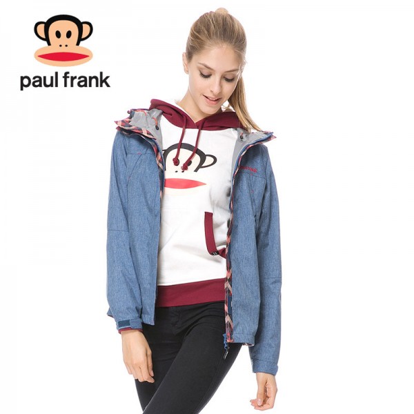 Paul Frank大嘴猴2015新款女士牛仔色單層沖鋒衣風衣PRC43CA105W工廠,批發,進口,代購