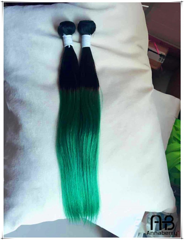 巴西真人漸變假發 發簾1b/green綠色 ombre hair 速賣通一件代發工廠,批發,進口,代購