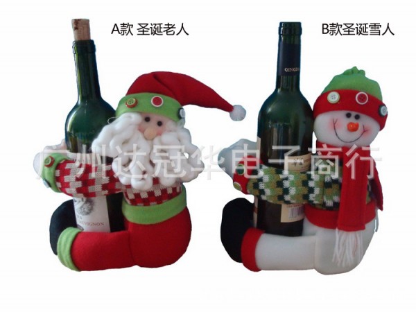 抱酒瓶聖誕老人 抱酒瓶雪人 香檳紅酒裝飾擺件 聖誕節櫥窗擺件工廠,批發,進口,代購