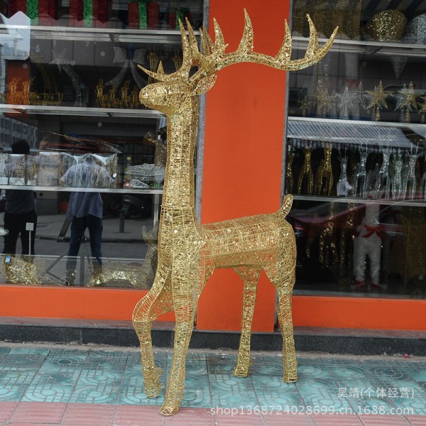 聖誕節大型裝飾道具 聖誕鹿 聖誕鐵藝 禮品工藝品　長角大鹿工廠,批發,進口,代購