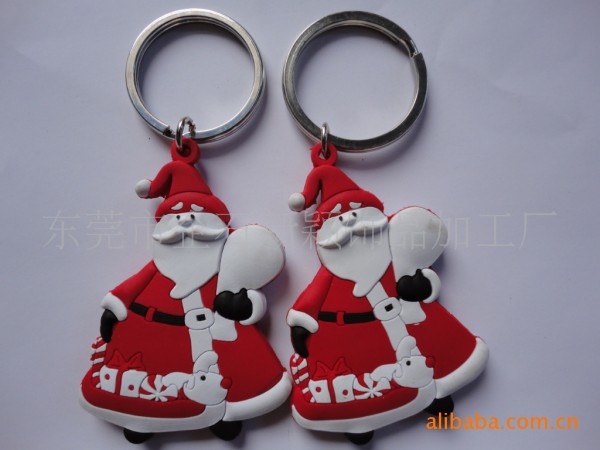 供應聖誕節促銷鑰匙扣，PVC鑰匙扣，聖誕老人鑰匙扣，麋鹿鑰匙扣工廠,批發,進口,代購