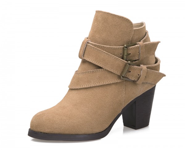 2015新款真皮馬丁靴冬季潮流歐洲站女靴粗跟短靴 保暖高跟女鞋子工廠,批發,進口,代購