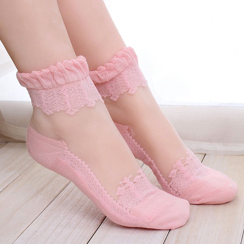 日本原單巴洛克蕾絲花邊透明絲襪水晶襪玻璃襪短襪子女襪工廠,批發,進口,代購