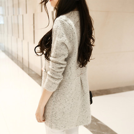 2015新款秋裝女毛衣外套韓版中長款圓領寬松顯瘦口袋針織衫開衫女工廠,批發,進口,代購