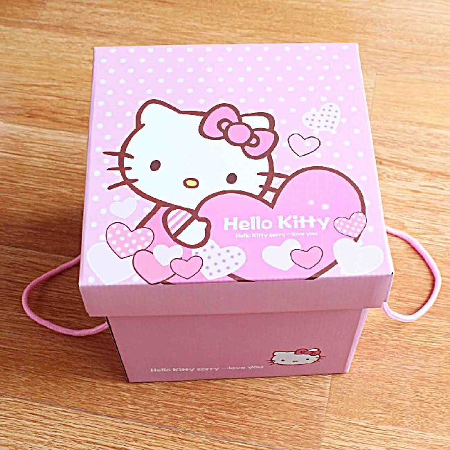 韓式禮盒正方形凱蒂貓hello kitty貓覆膜禮品盒手提皮紙盒子工廠,批發,進口,代購