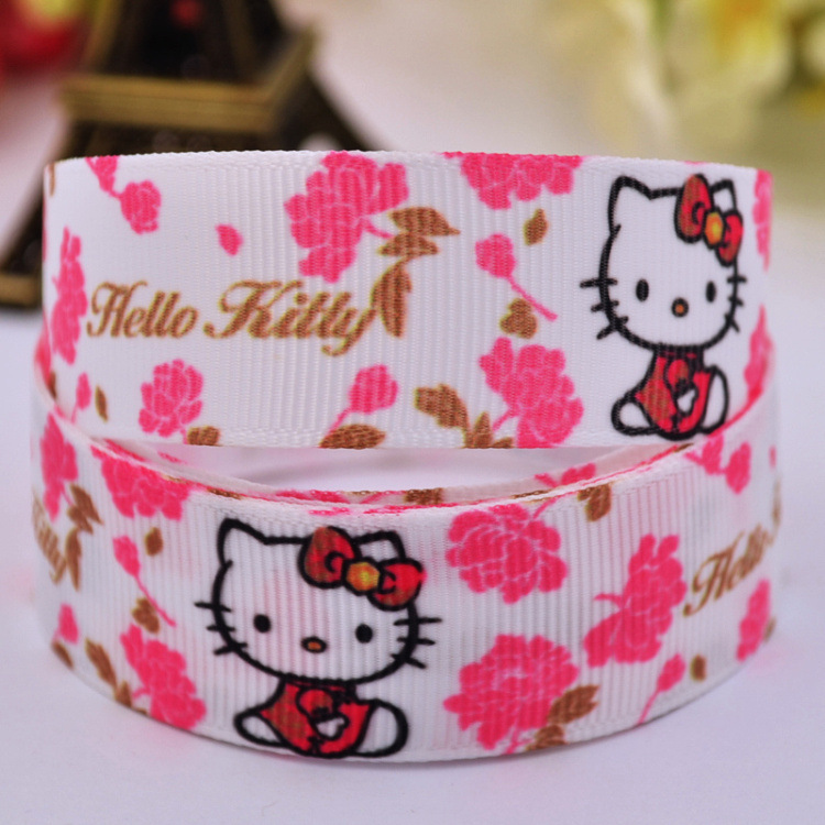 Hello Kitty KT凱蒂貓印刷緞帶 卡通羅紋織帶 絲帶 X-00162工廠,批發,進口,代購