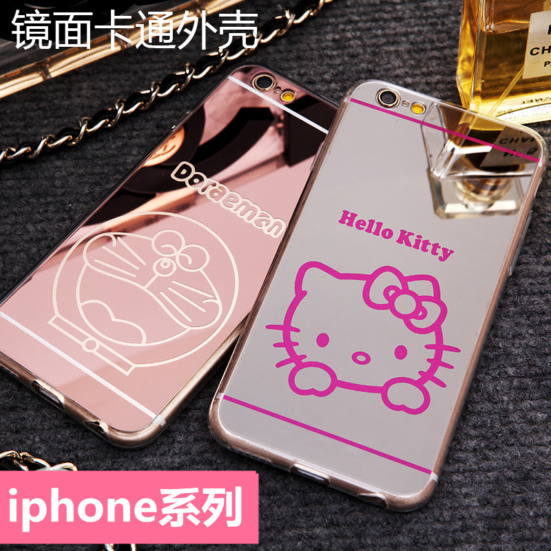 iphone6 蘋果6plus Hello Kitty鏡麵手機殼4.7鏡子卡通矽膠套5s軟工廠,批發,進口,代購