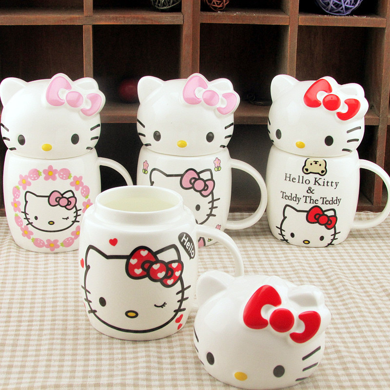 白色Hello Kitty大頭杯 可愛卡通KT杯凱蒂貓陶瓷杯 女生禮品 杯子工廠,批發,進口,代購