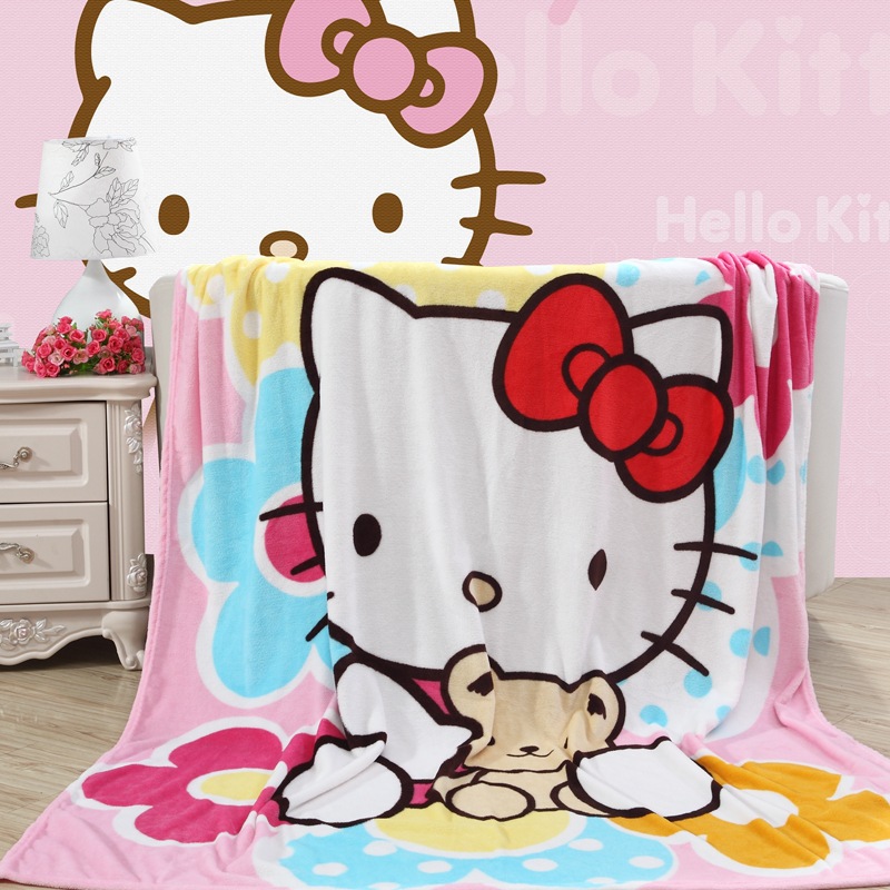 hello kitty卡通法蘭絨毛毯子 加厚KT貓珊瑚絨毯兒童毯 廠傢批發工廠,批發,進口,代購