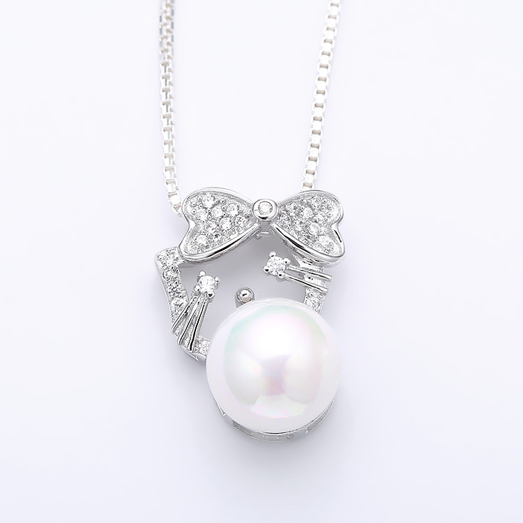 925純銀飾品 KT貓hello kitty貝殼珠項鏈 時尚可愛鎖骨鏈生日禮物工廠,批發,進口,代購