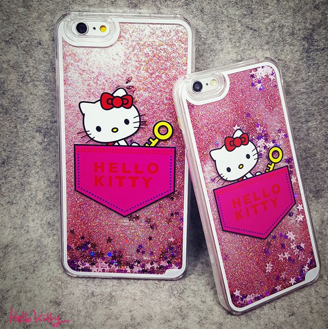Hello Kitty韓國iPhone6 plus保護套蘋果6流沙液體透明流動手機殼工廠,批發,進口,代購
