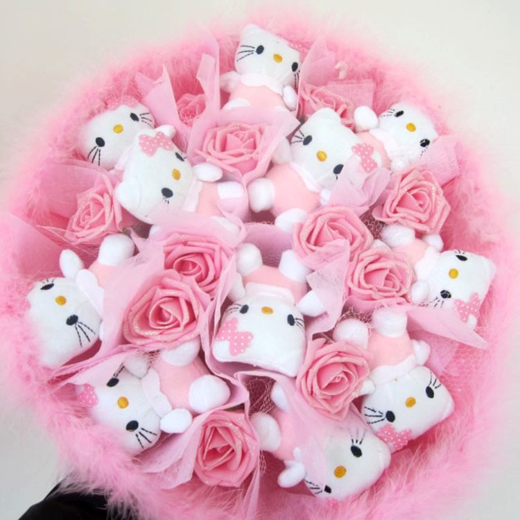 Hello Kitty卡通花束 小熊玩偶玫瑰花束 女生生日情人節禮物F054工廠,批發,進口,代購