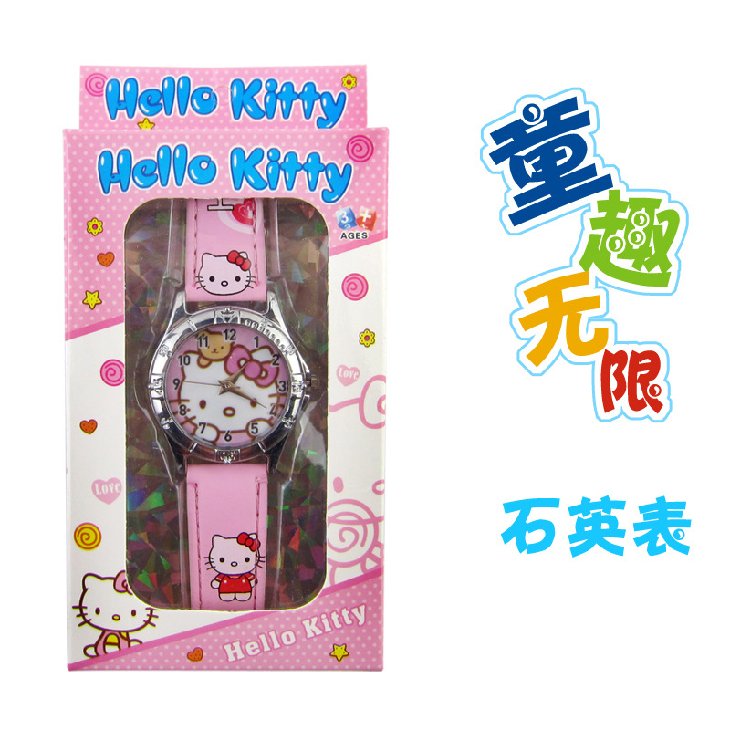 新款熱銷 韓版正品hello kitty卡通兒童手錶 可愛KT石英表批發工廠,批發,進口,代購