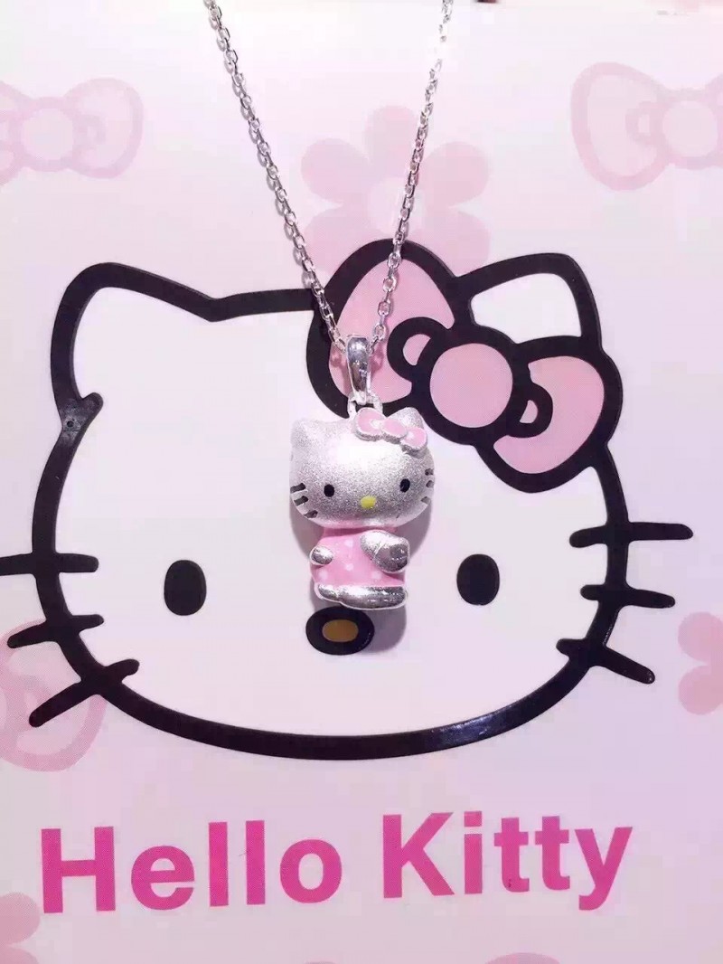 925純銀 粉色KT貓hello Kitty琺瑯烤漆項鏈鎖骨鏈 爆款禮物無包裝工廠,批發,進口,代購