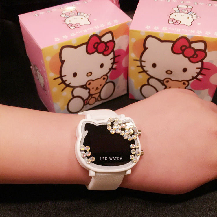 hello Kitty 鑲鉆電子表女兒童矽膠腕手錶腕表批發・進口・工廠・代買・代購