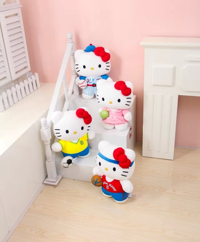 正版hello kitty公仔 運動系列凱蒂貓玩偶毛絨玩具泡沫粒子佈娃娃工廠,批發,進口,代購