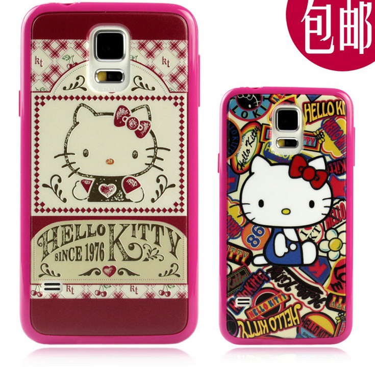 供應浮雕hello kitty三星S5手機殼S4手機套i9500矽膠保護套保護殼工廠,批發,進口,代購