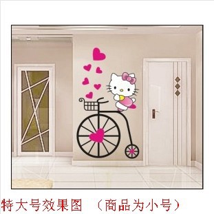 D44直銷 韓國卡通墻貼 Hello Kitty 兒童墻紙批發 壁紙 卡通貼紙工廠,批發,進口,代購