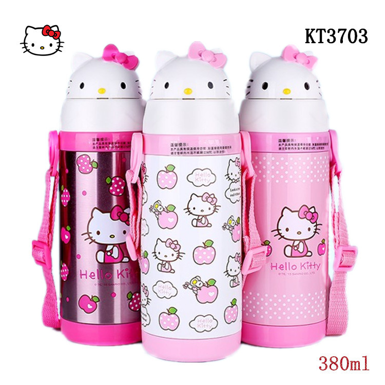 hello kitty正品兒童水壺吸管杯直身杯雙層不銹鋼防漏保溫杯3703工廠,批發,進口,代購