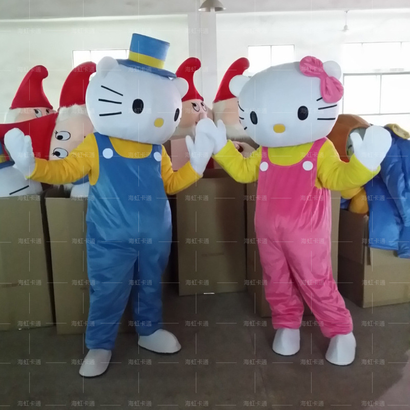 情侶萌翻KT貓 hello kitty卡通人偶服服裝人穿公仔舞臺道具表演工廠,批發,進口,代購