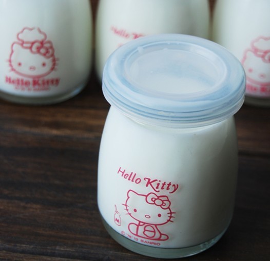 現貨批發供應正品HELLO KITTY 玻璃佈丁瓶 牛奶瓶 果凍佈丁瓶廠傢工廠,批發,進口,代購