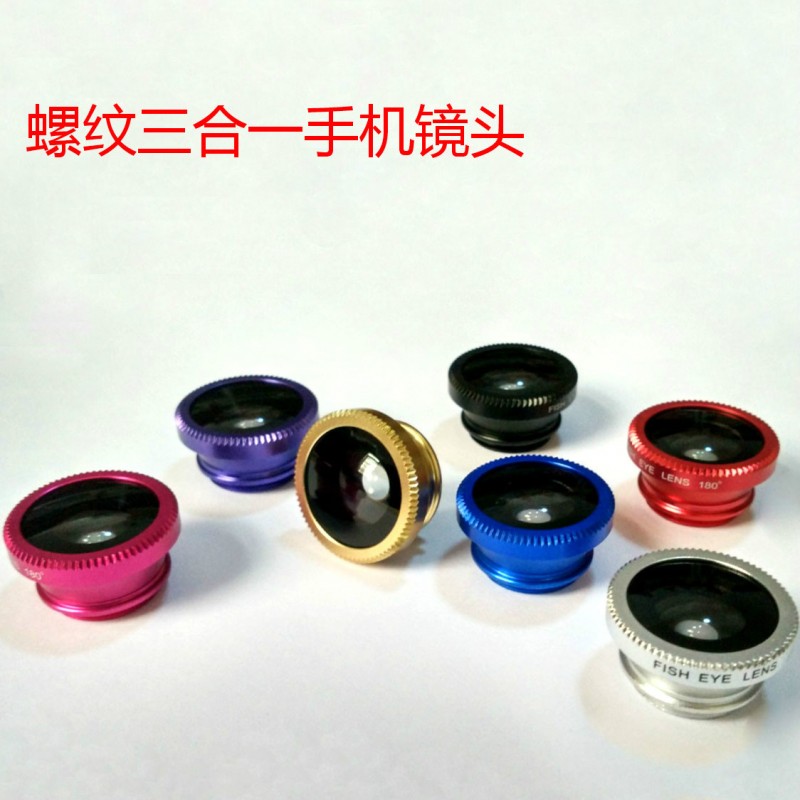 三合一手機鏡頭 180度螺紋通用型 廣角微距魚眼通用萬能夾子鏡頭工廠,批發,進口,代購