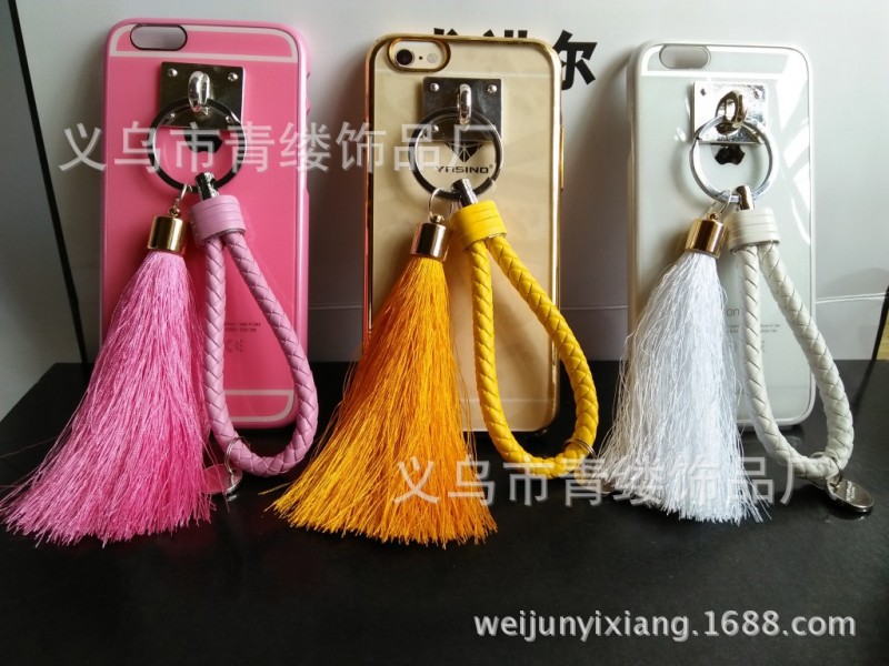 高檔韓版pu皮繩冰絲流蘇整套iphone6 plus DIY手機殼合金配件工廠,批發,進口,代購