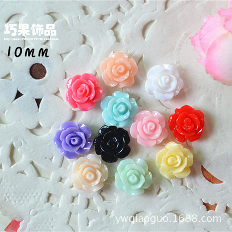 10mm 樹脂玫瑰花 飾品配件 diy手機美容貼鉆材料 廠傢直銷工廠,批發,進口,代購