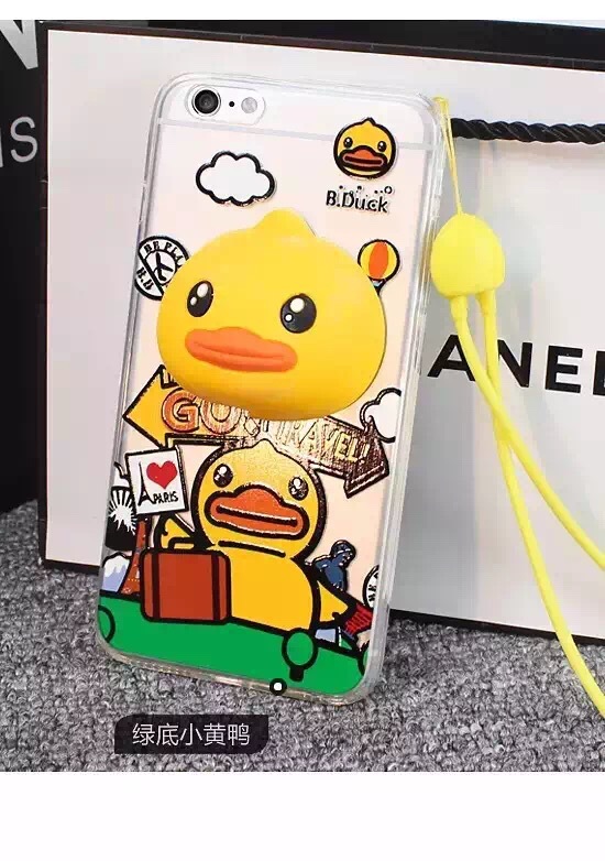 立體卡通小黃鴨繞線支架iphone6手機殼5S保護殼6splus保護殼批發・進口・工廠・代買・代購