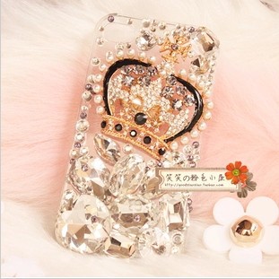 iphone手機殼蘋果4s手機殼水鉆 iphone5手機殼皇冠奢華滿鋪大寶石工廠,批發,進口,代購