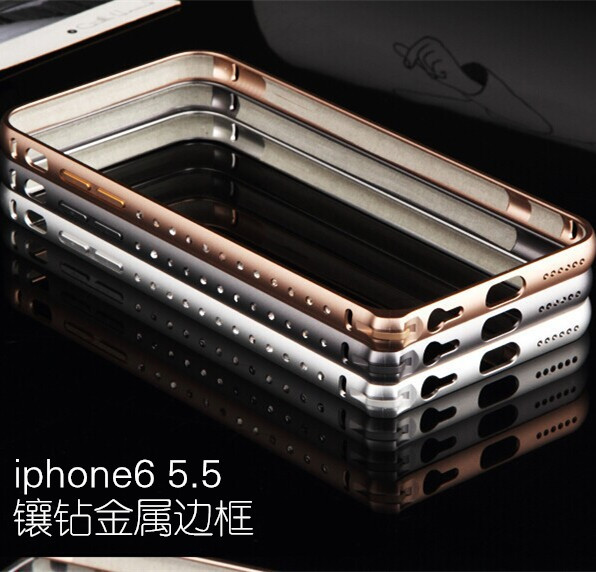 新款超薄iphone6/6plus海馬扣金屬邊框殼蘋果5.5海馬扣鉆石邊框工廠,批發,進口,代購