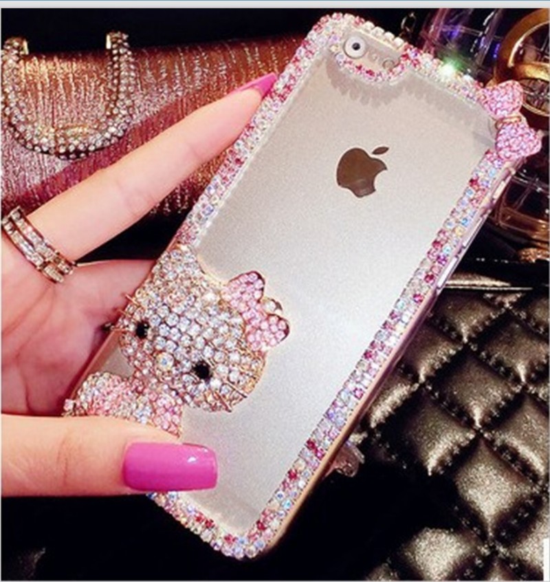 最新蘋果6水鉆保護套 iPhone5s手機殼 plus可愛kitty透明外殼批發工廠,批發,進口,代購