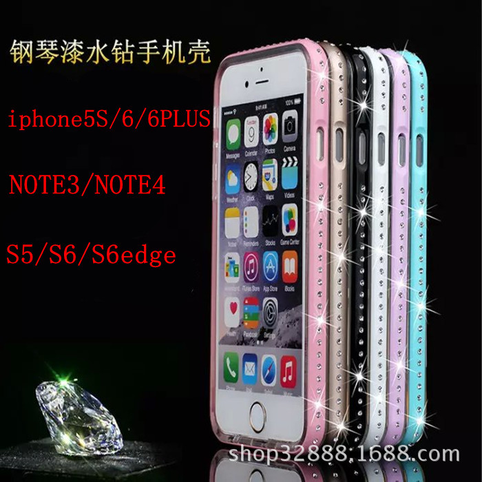 iPhone6s Plus鑲鉆金屬烤漆彩色邊框 蘋果6水鉆邊框TPU後蓋外殼工廠,批發,進口,代購
