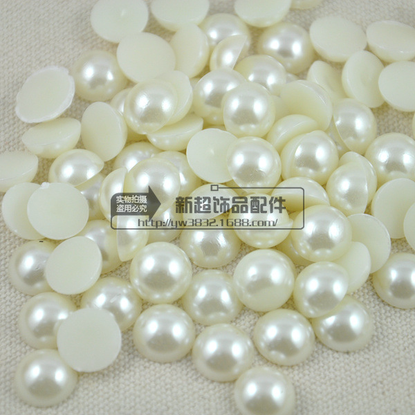 DIY飾品配件 半麵仿珍珠 手機美容貼鉆平底珠/美甲珍珠 珍珠白工廠,批發,進口,代購